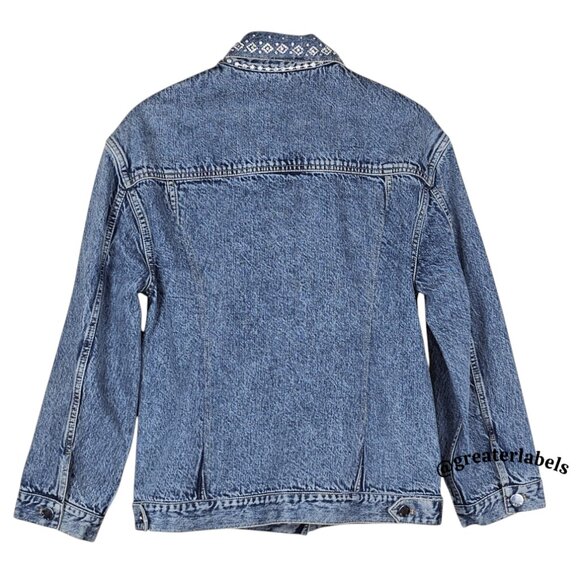 Alice + Olivia Embellished Denim Jean Jacket Crystals & Chains RARE Size M - Picture 7 of 15
